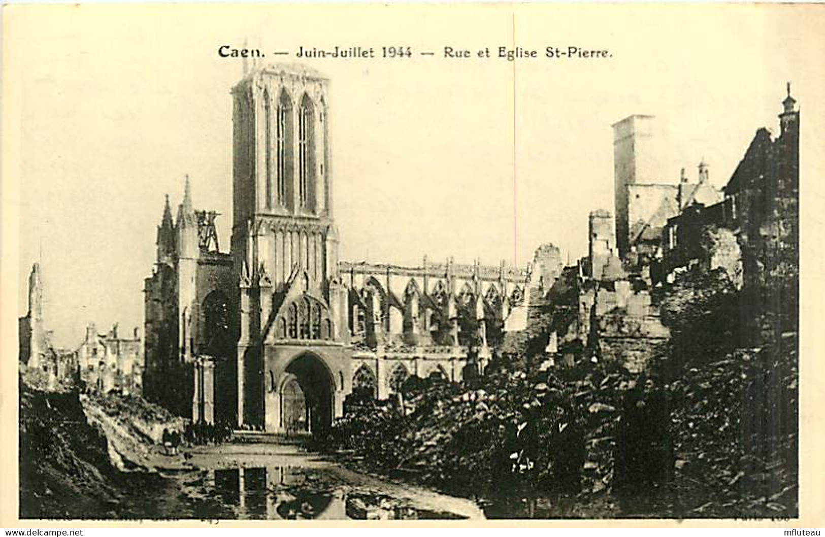 14* CAEN  Ruines Rue Et Eglise  St Pierre WW2    MA94,1274 - Caen