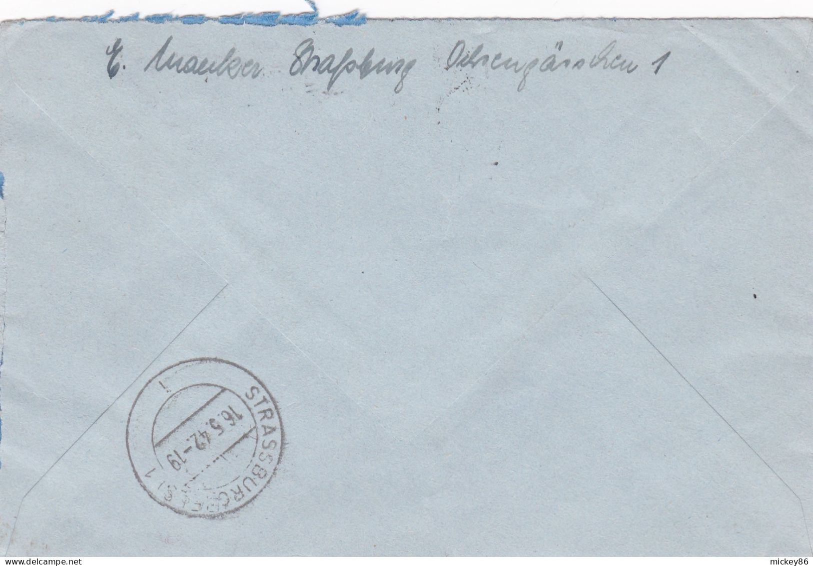 1942-Lettre Recommandée STRASBOURG-Els 8  Pour STRASBOURG..timbres Deutsches Reich--cachet 16-5-42 - 1921-1960: Modern Period