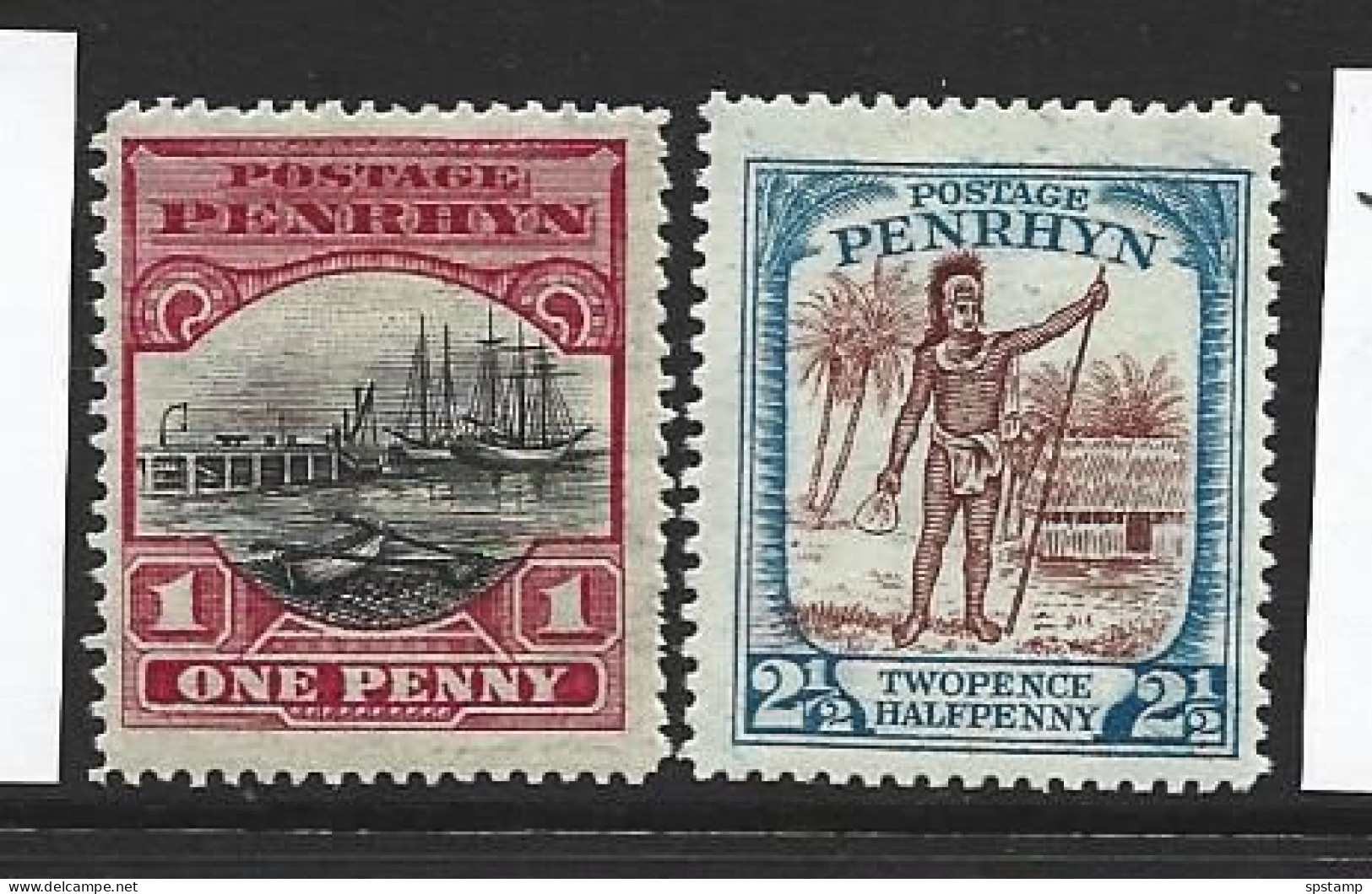 Penrhyn Island 1927 - 1929 Later Issued Scenes Definitives Part Set 2 MLH - Penrhyn