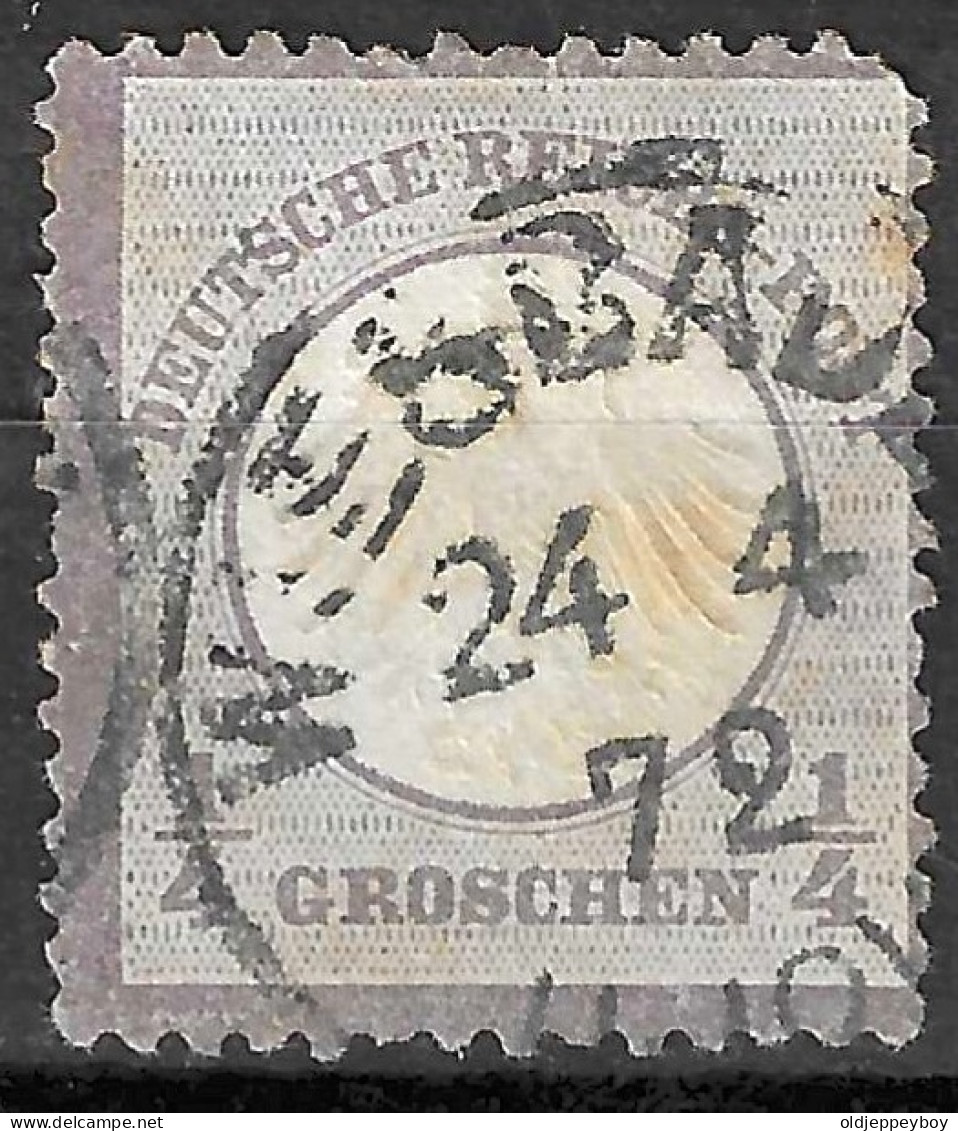 GERMAN EMPIRE GERMANY 1872 Mi.1, Eagle "small Shield"  1/4gr Violet Cat. €120. CANCEL WIESBADEN WITH DATE 24/4/1872 - Used Stamps