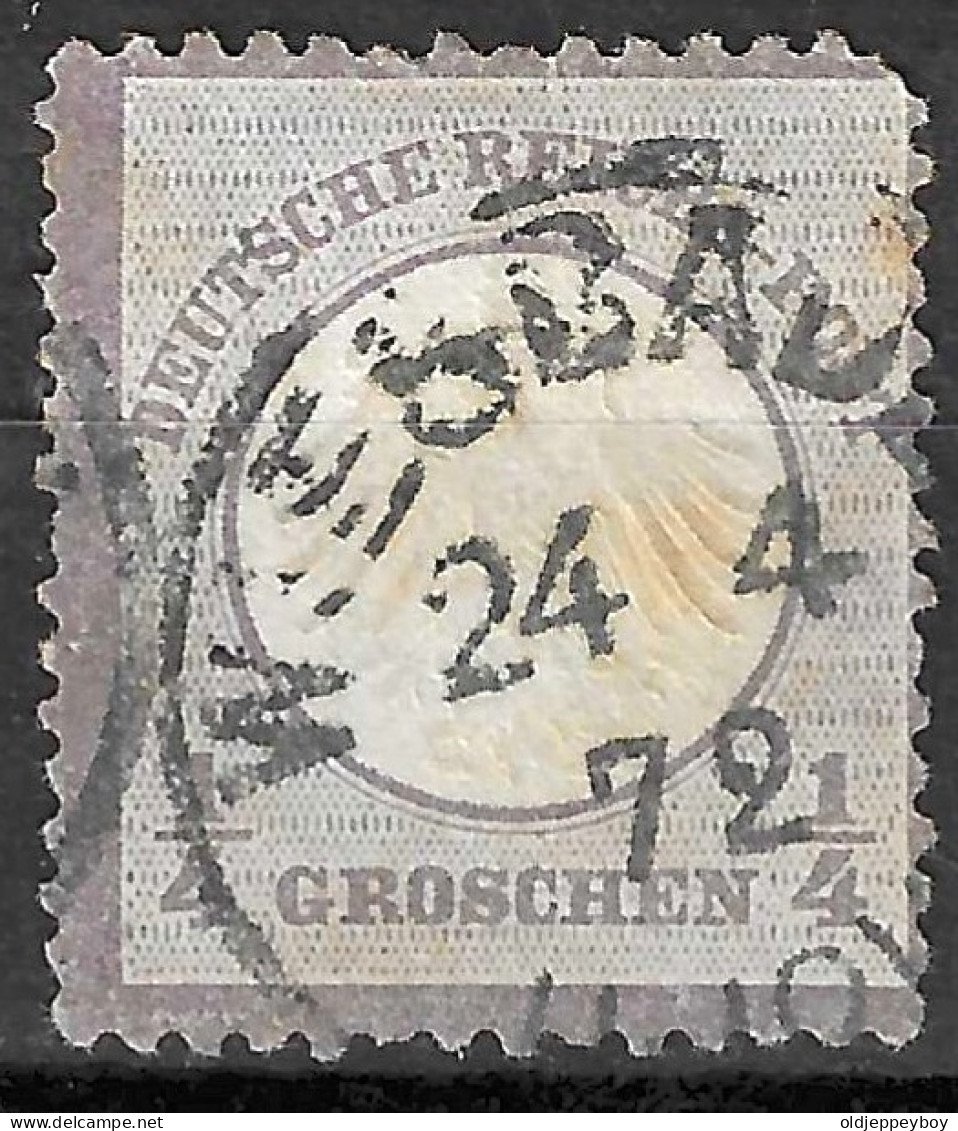 GERMAN EMPIRE GERMANY 1872 Mi.1, Eagle "small Shield"  1/4gr Violet Cat. €120. CANCEL WIESBADEN WITH DATE 24/4/1872 - Gebruikt