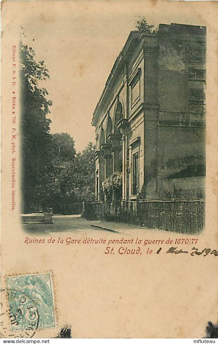 92* ST CLOUD  Gare Detruite En 1870           MA98,0343 - Other Wars