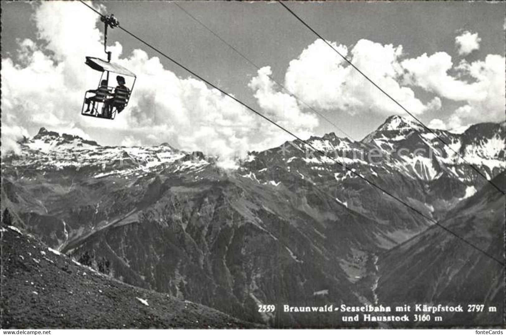 12473064 Braunwald GL Sesselbahn Mit Kaerpfstock Und Hausstock Braunwald - Altri & Non Classificati