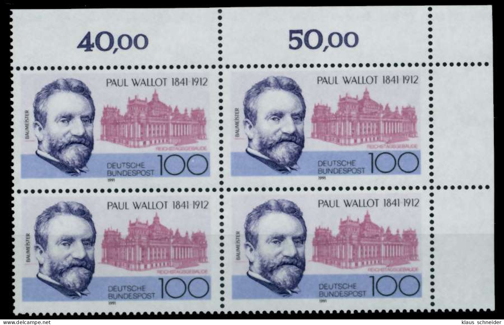 BRD 1991 Nr 1536 Postfrisch VIERERBLOCK ECKE-ORE X76CE12 - Unused Stamps