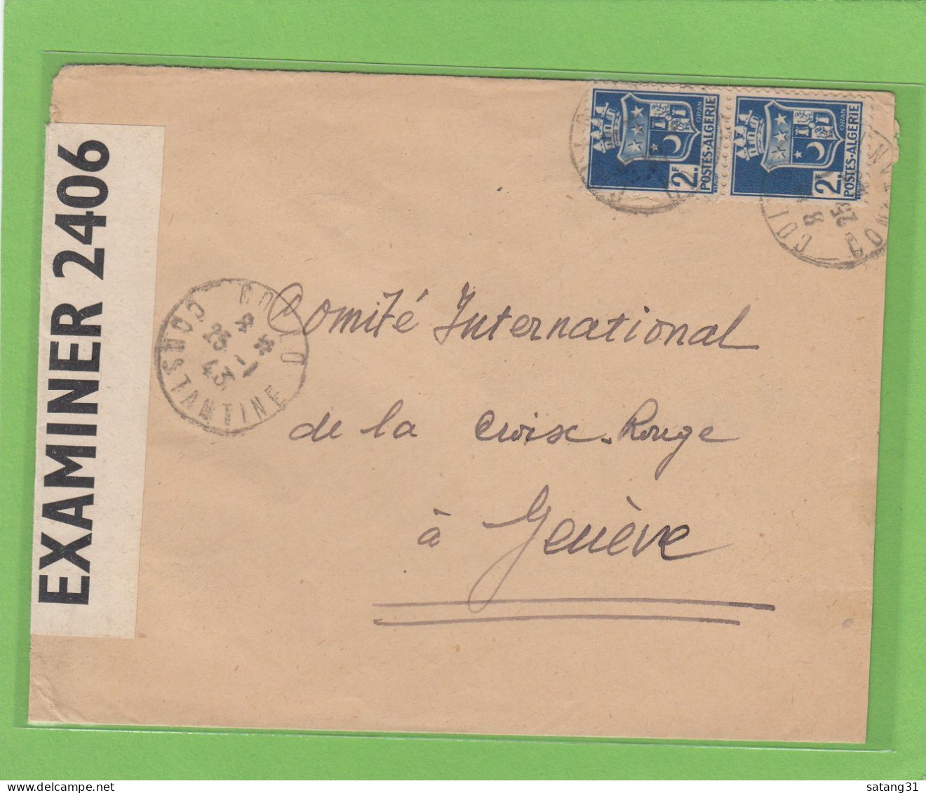 LETTRE DE COLLO POUR GENEVE,OUVERTE PAR LA CENSURE US,CACHET DE CENSURE ALLEMAND "A.x.". - Briefe U. Dokumente