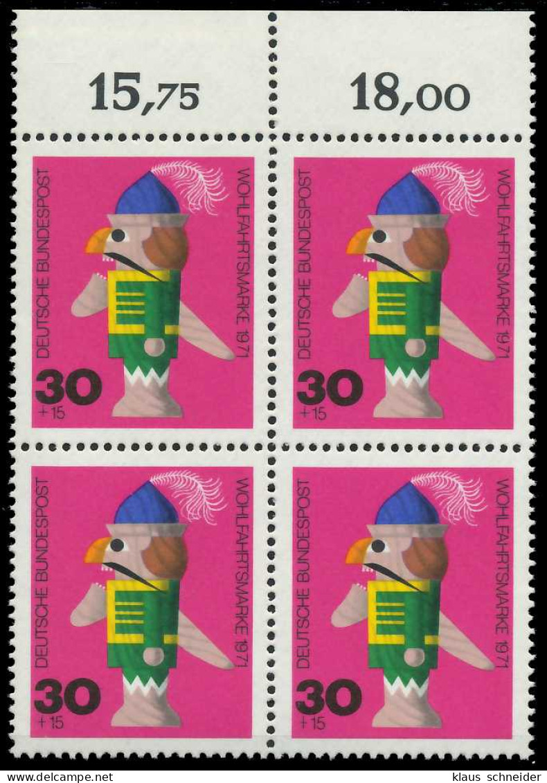 BRD 1971 Nr 707 Postfrisch VIERERBLOCK ORA X7F9DAE - Unused Stamps