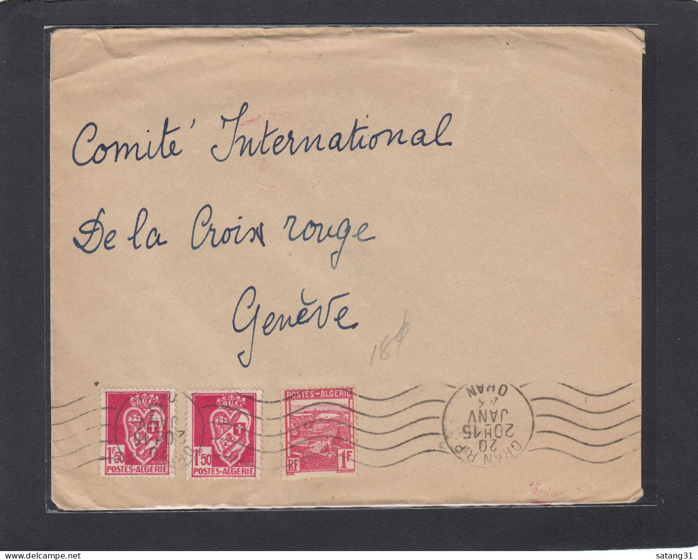 LETTRE D'ORAN POUR GENEVE,OUVERTE PAR LA CENSURE US,CACHET DE CENSURE ALLEMAND "A.x." EN ROUGE. - Storia Postale