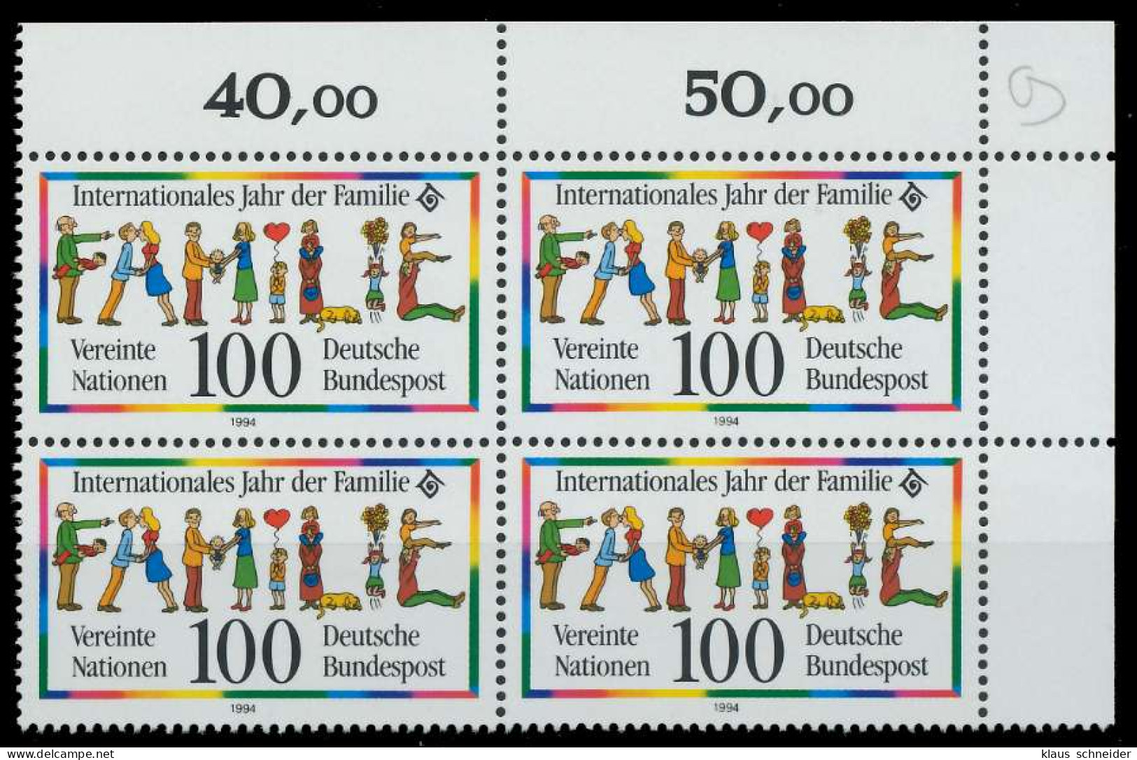 BRD 1994 Nr 1711 Postfrisch VIERERBLOCK ECKE-ORE X863976 - Unused Stamps