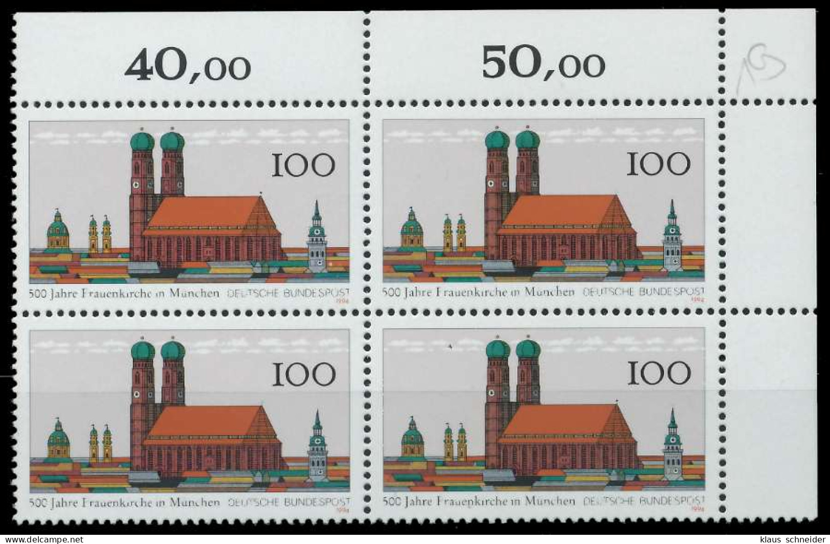 BRD 1994 Nr 1731 Postfrisch VIERERBLOCK ECKE-ORE X8652C2 - Neufs