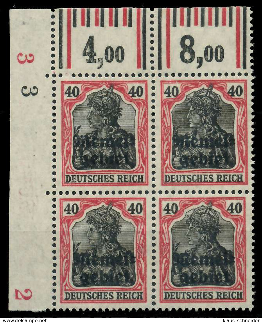 MEMEL 1920 GERMANIA Nr 6 WOR Postfrisch VIERERBLOCK ECK X8879E2 - Memel (Klaipeda) 1923