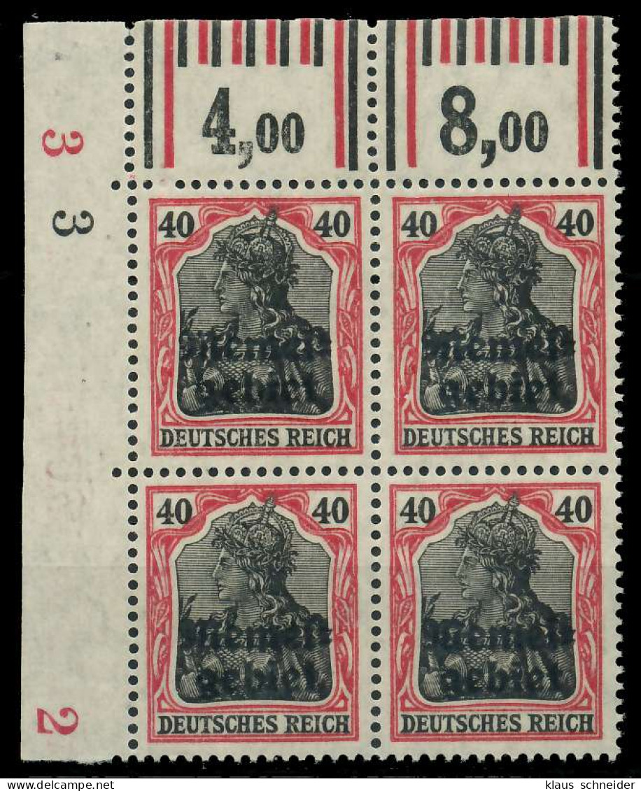 MEMEL 1920 GERMANIA Nr 6 WOR Postfrisch VIERERBLOCK ECK X8879E2 - Klaipeda 1923