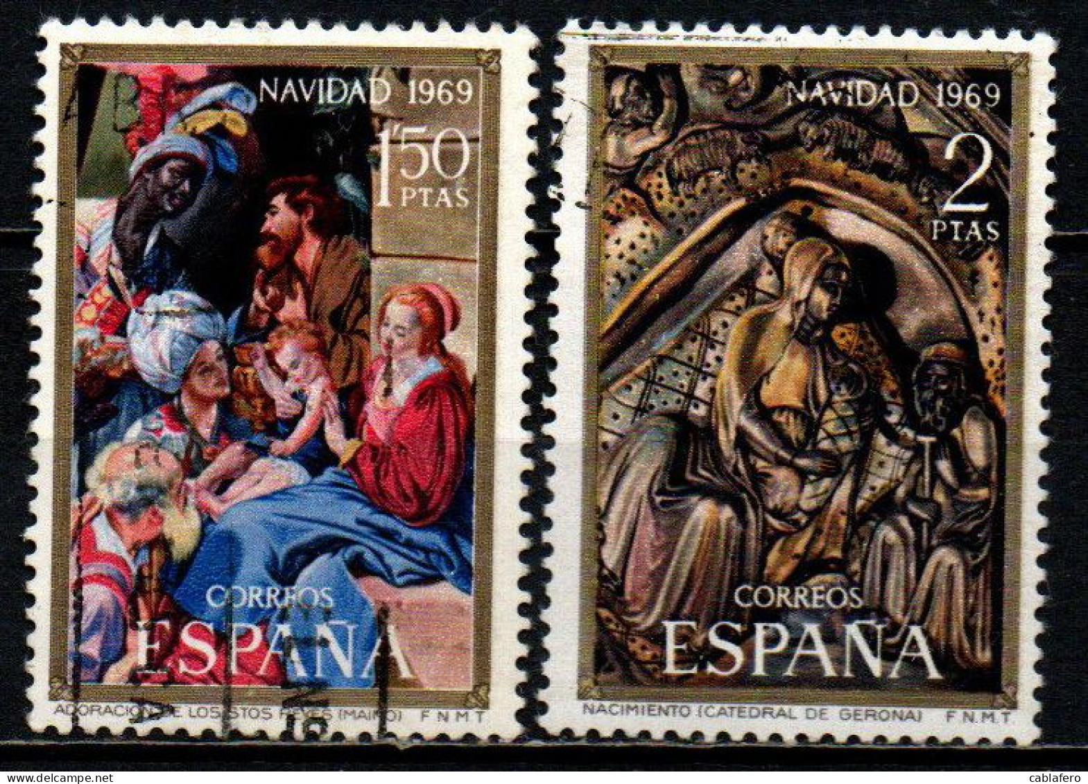 SPAGNA - 1969 - NATALE: ADORAZIONE DEI MAGI E NATIVITA' DEL SIGNORE - USATI - Oblitérés