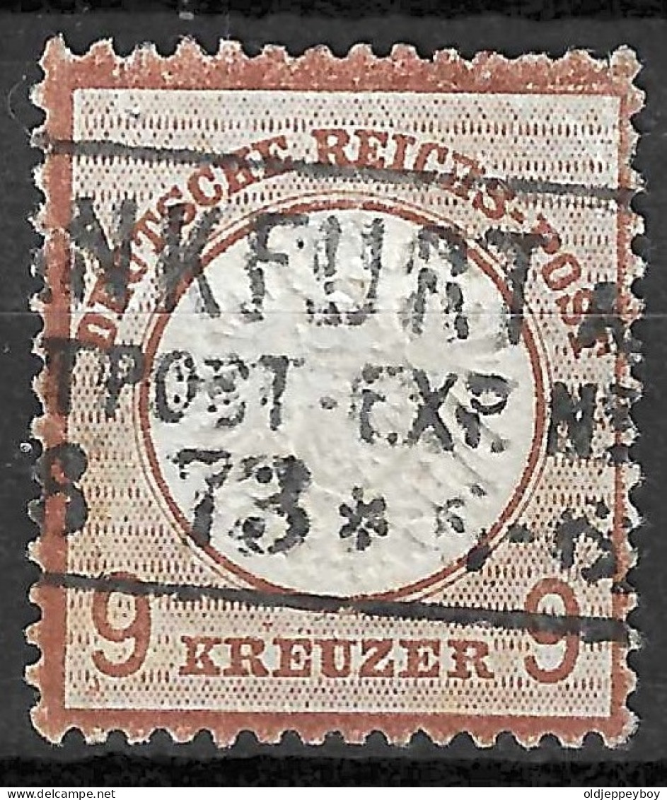 GERMAN EMPIRE GERMANY Germany 1872 9kr Large Shield Mi 27b Certificate CV 650 LILAC BROWN CANCEL FRANKFURT - Usati