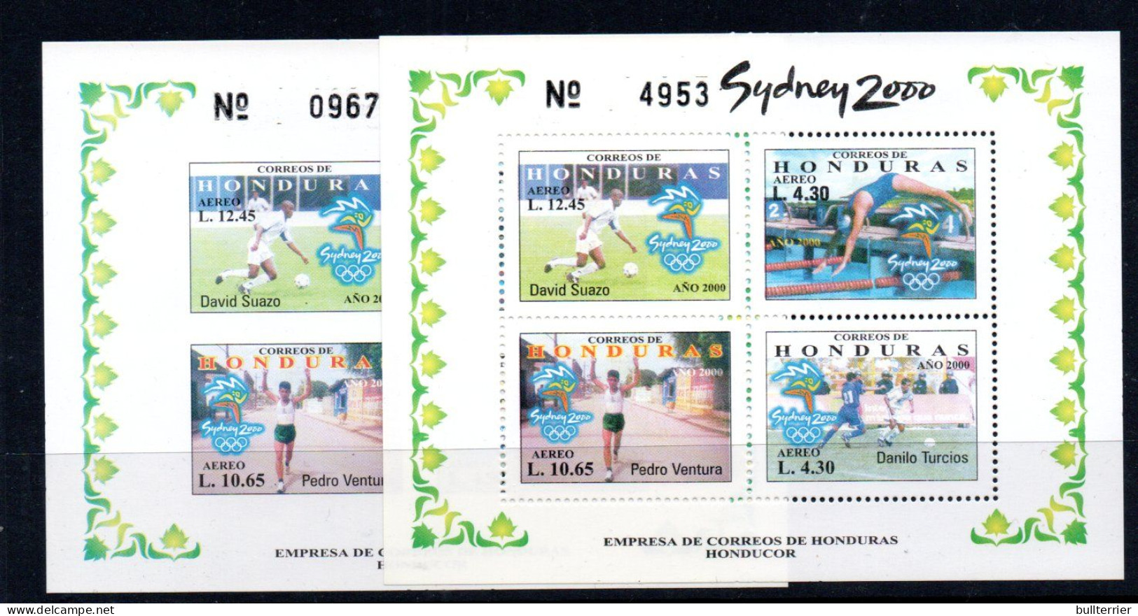 OLYMPICS - Honduras - 2000 - Sydney Olympics S/sheets Perf & Imperf MNH, - Verano 2000: Sydney