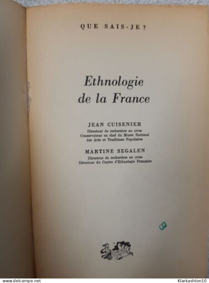 Ethnologie De La France - Other & Unclassified