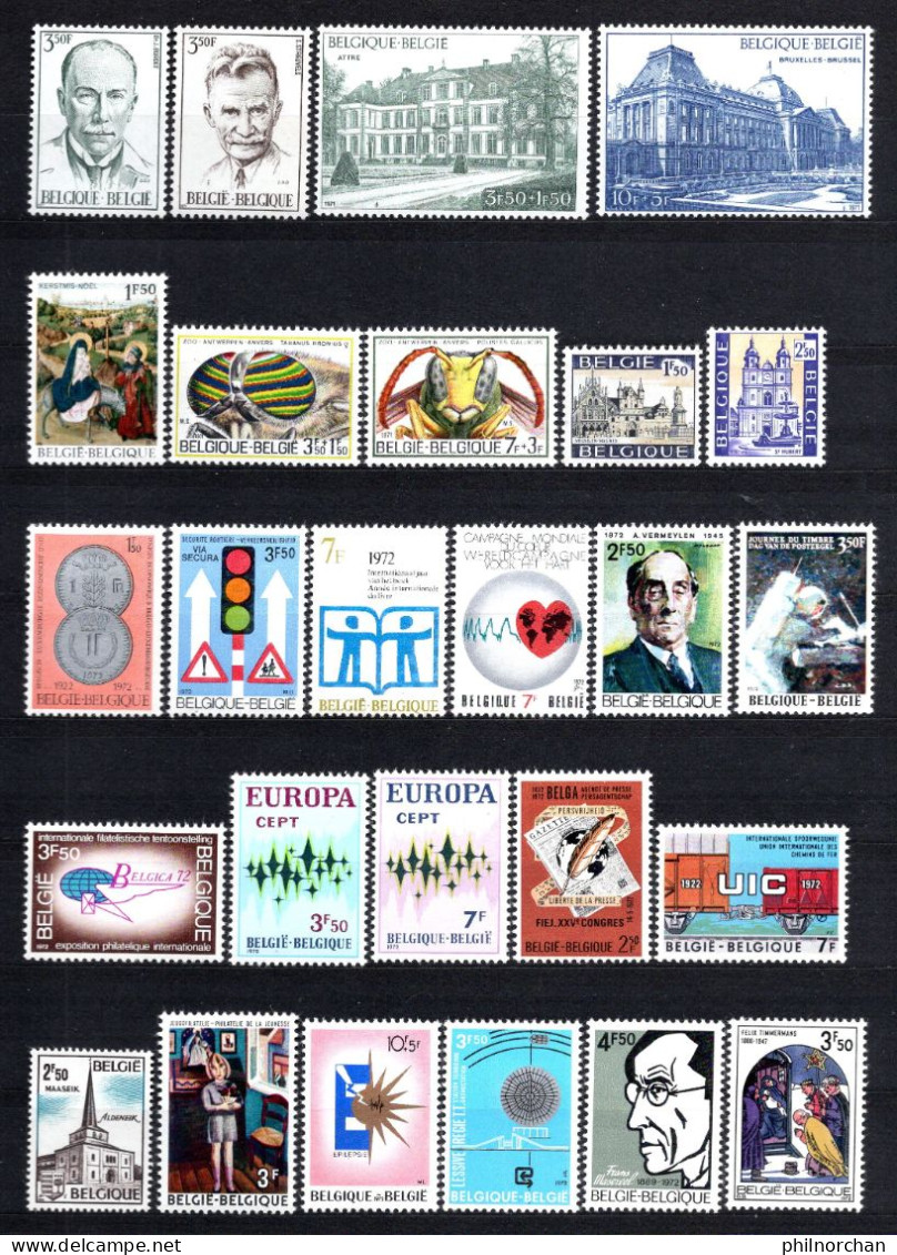 Belgique 1971 à 1976 Neufs** TB 101 Timbres Différents  9  €    (cote 60,15 €, 101 Valeurs) - Nuovi