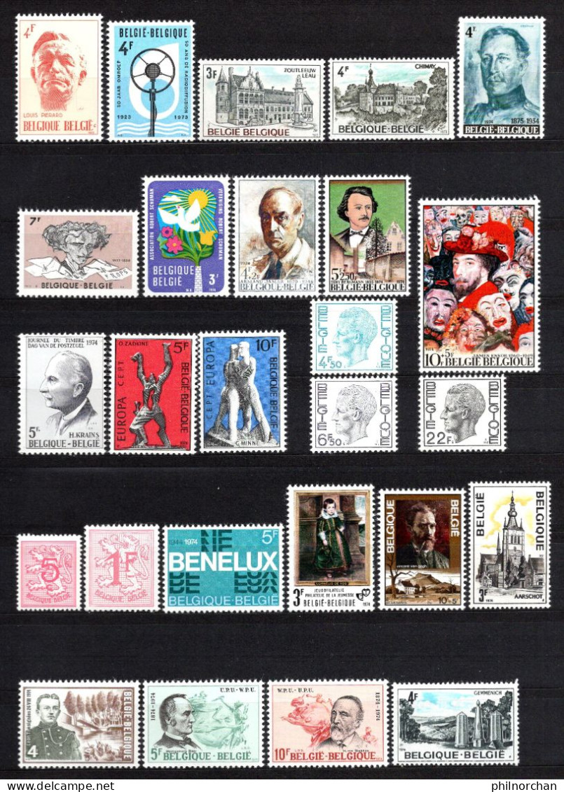 Belgique 1971 à 1976 Neufs** TB 101 Timbres Différents  9  €    (cote 60,15 €, 101 Valeurs) - Unused Stamps