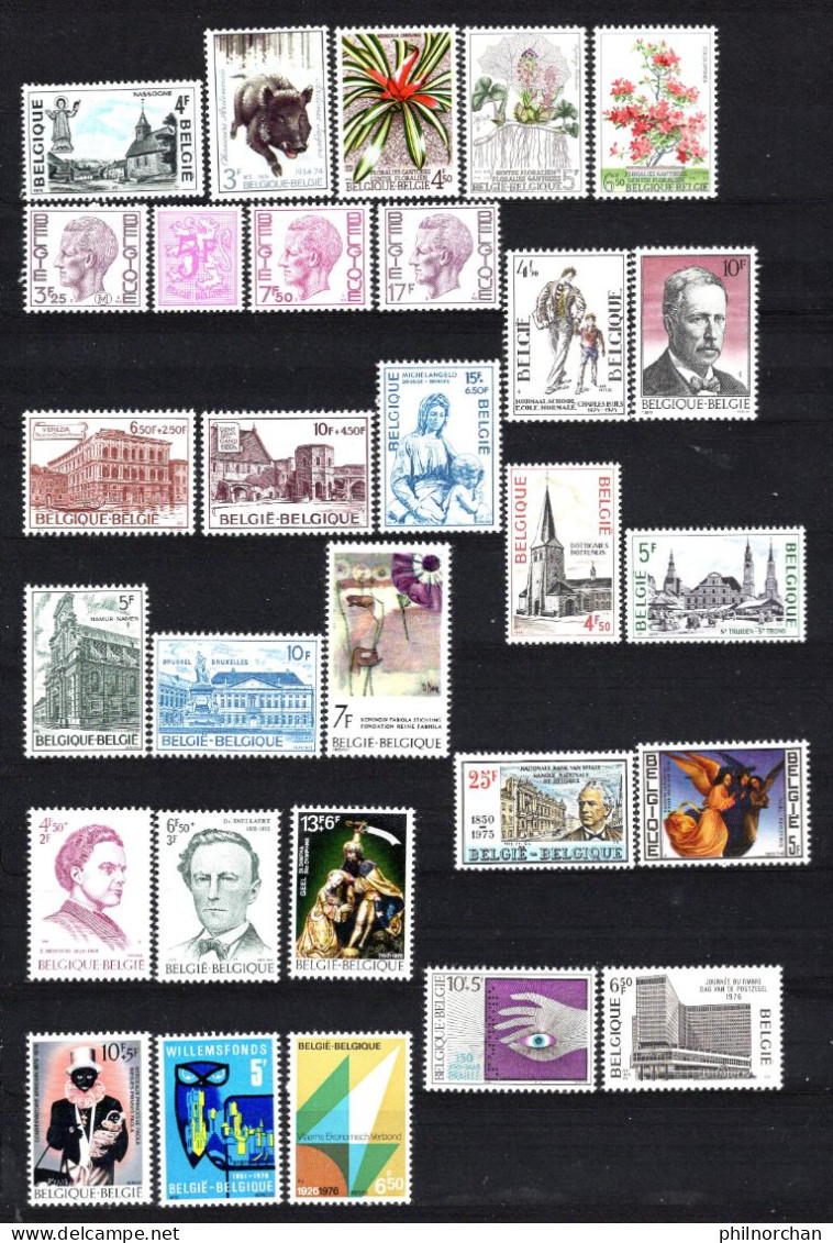 Belgique 1971 à 1976 Neufs** TB 101 Timbres Différents  9  €    (cote 60,15 €, 101 Valeurs) - Unused Stamps