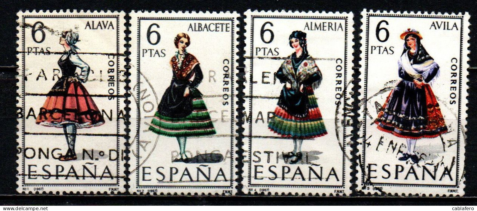 SPAGNA - 1967 - COSTUMI TIPICI SPAGNOLI: ALAVA, ALBACETE, ALMERIA, AVILA - USATI - Usados