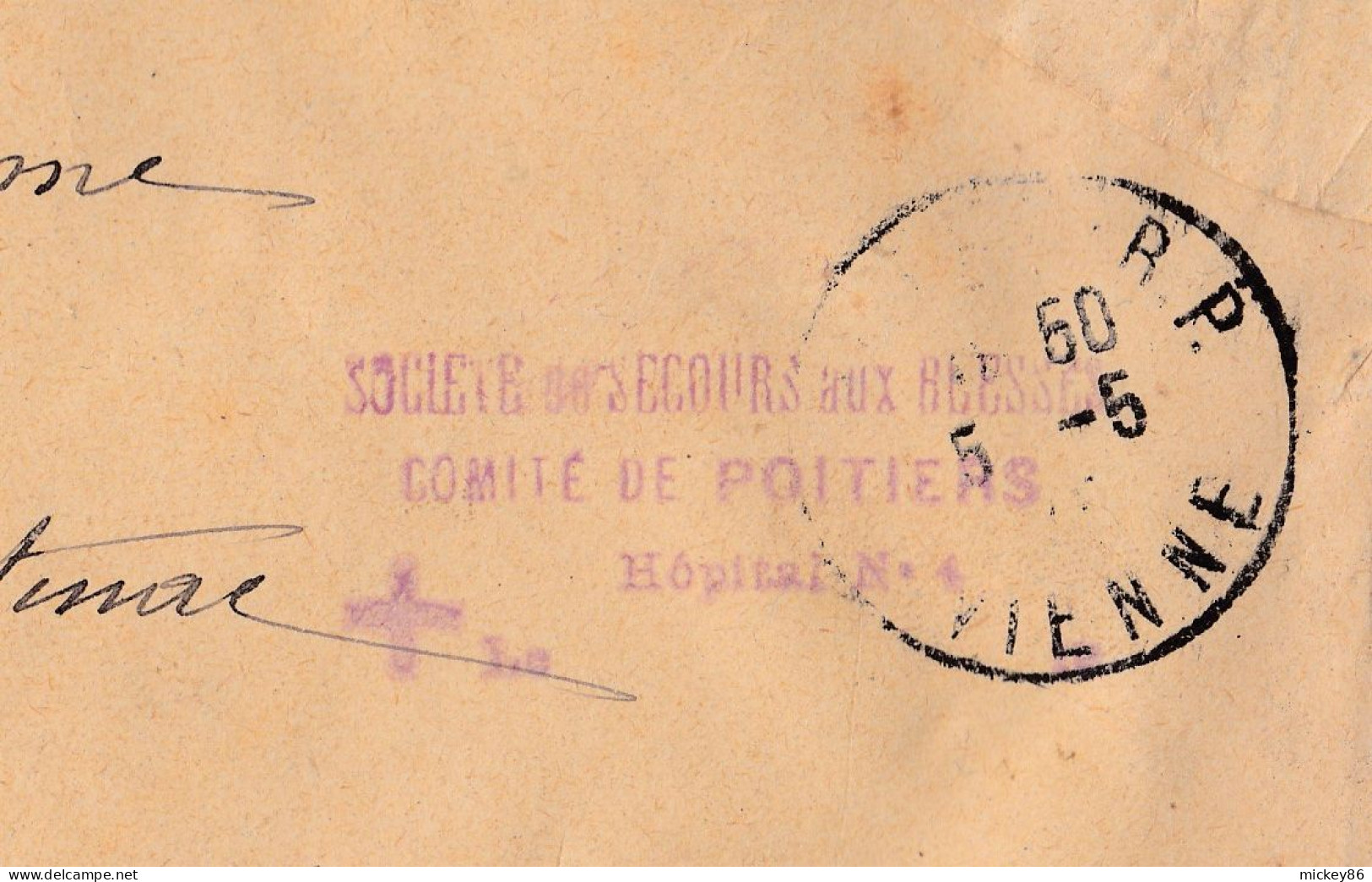 Guerre 14-18 --lettre En F.M De POITIERS-86 Pour PERPIGNAN-66--griffe Sté Secours Blessés-Comité Poitiers-Croix Rouge - Guerre De 1914-18