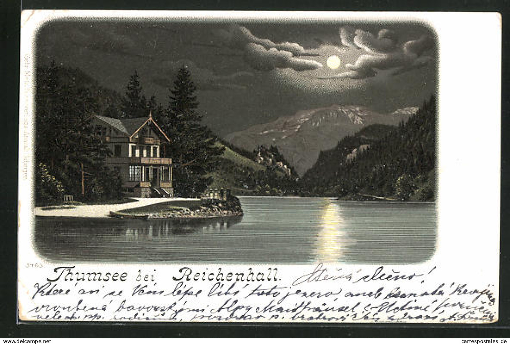 Mondschein-Lithographie Bad Reichenhall, Hütte Am Thumsee  - Bad Reichenhall