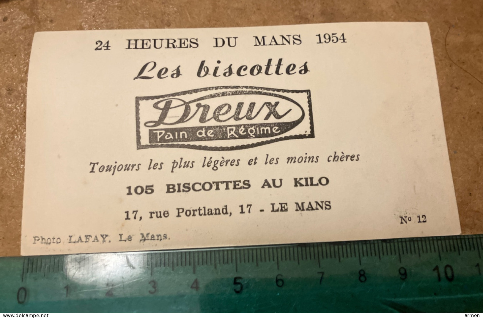 Voiture Automobile - 24 Heures Du Mans 1954 Les Biscottes Pub  No 12 - Automobiles