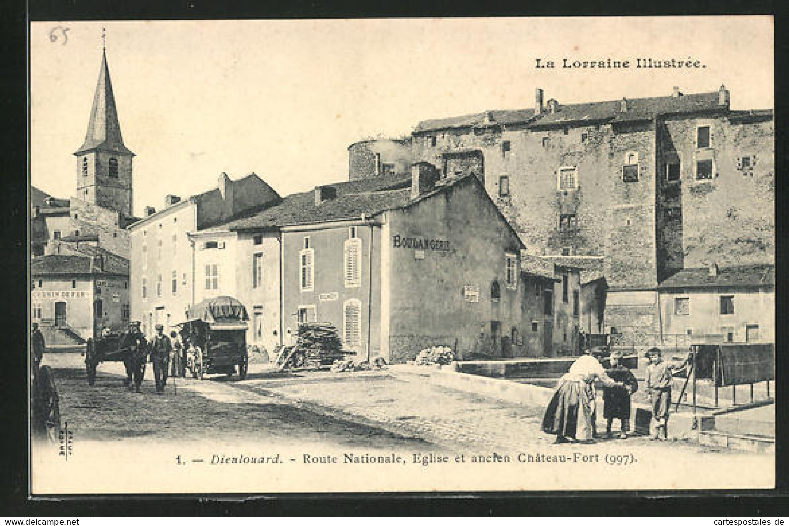 CPA Dieulouard, Route Nationale, Eglise Et Ancien Chateau-Fort  - Dieulouard