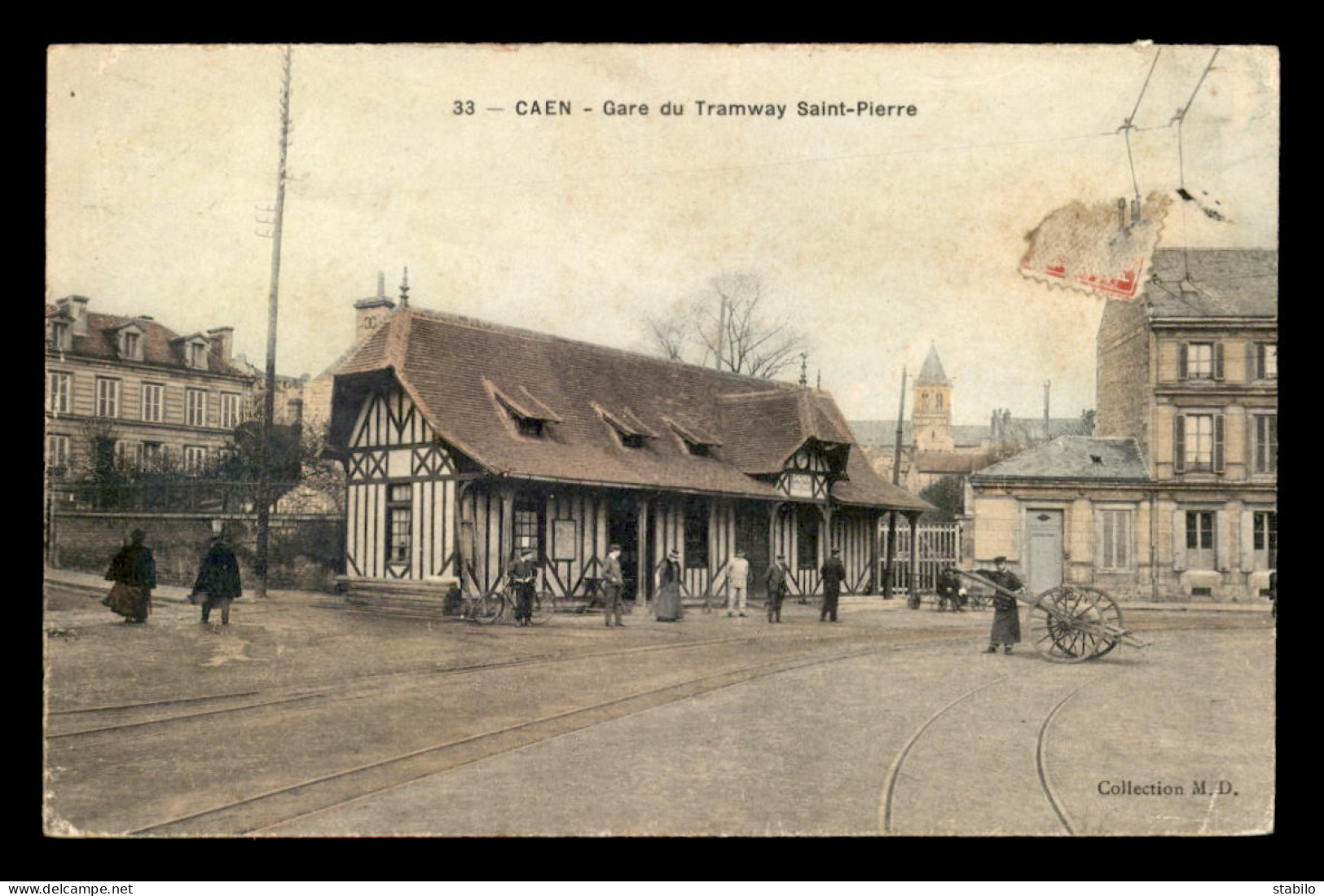 14 - CAEN - GARE DU TRAMWAY ST-PIERRE - CARTE COLORISEE - Caen