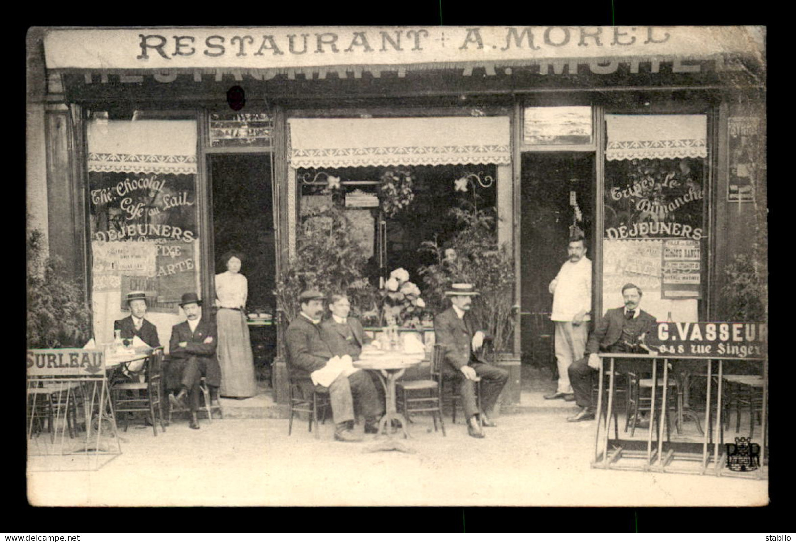 14 - CAEN - RESTAURANT MOREL 21 BOULEVARD ST-PIERRE - PUBLICITE VASSEUR RUE SINGER - Caen