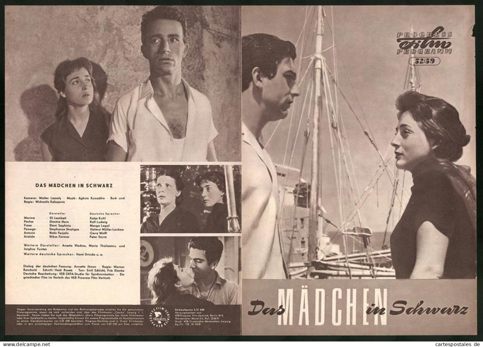 Filmprogramm PFP Nr. 52 /59, Das Mädchen In Schwarz, Eli Lambeti, Dimitris Horn, Regie: Michaelis Kakojanis  - Zeitschriften