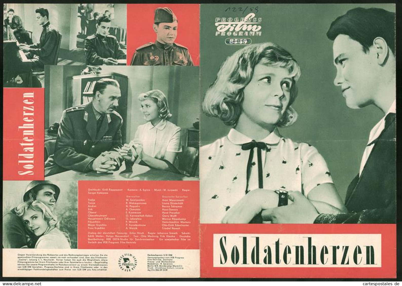 Filmprogramm PFP Nr. 85 /59, Soldatenherzen, W. Semljanikin, R. Makagonowa, Regie: Sergei Kolossow  - Magazines