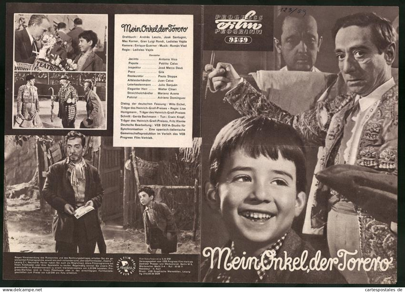 Filmprogramm PFP Nr. 95 /59, Mein Onkel Der Torero, Antonio Vico, Pablito Calvo, Regie: Ladislao Vajda  - Magazines