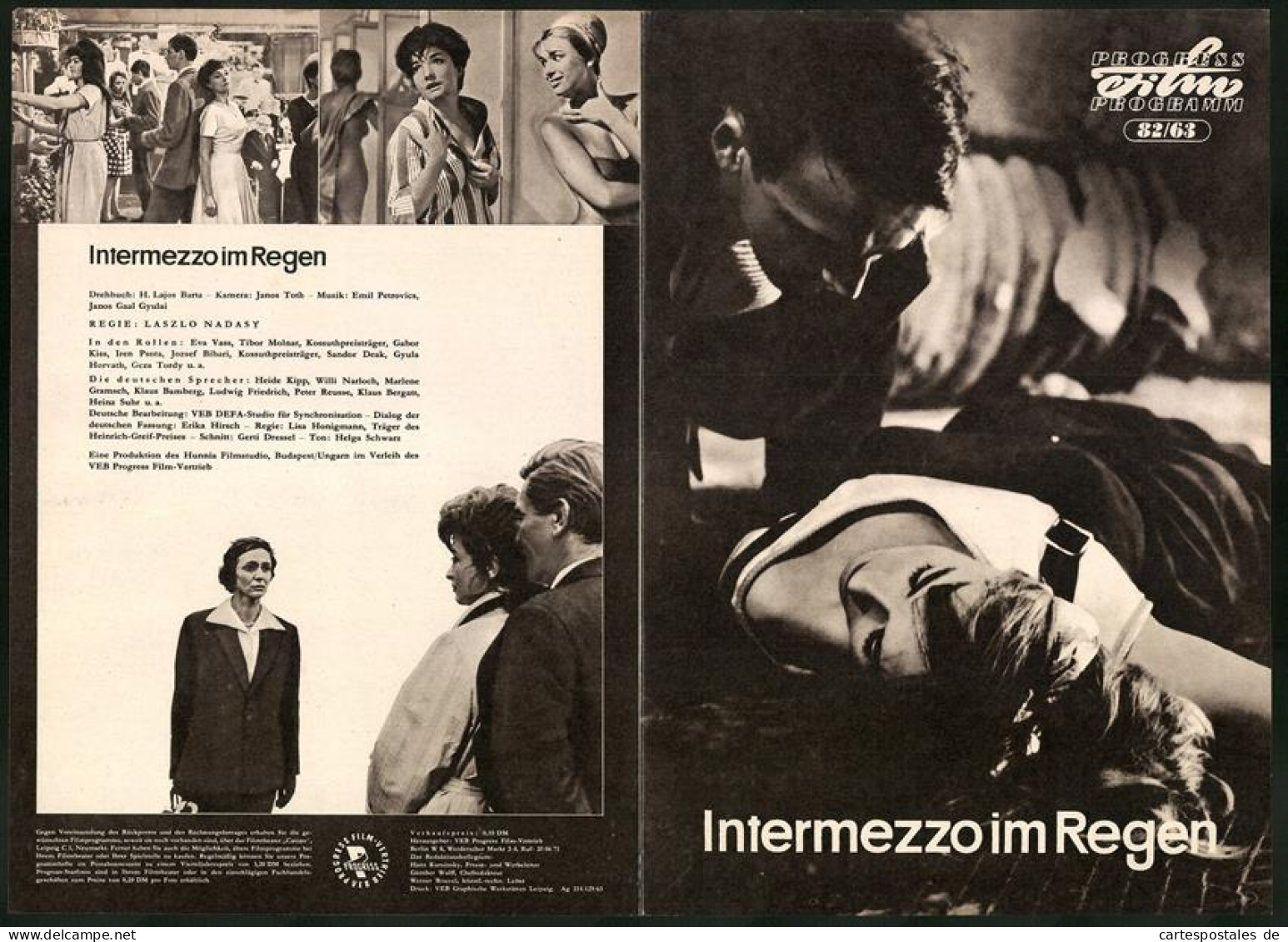 Filmprogramm PFP Nr. 82 /63, Intermezzo Im Regen, Eva Vass, Tibor Molnar, Regie: Laszlo Nadasy  - Revistas