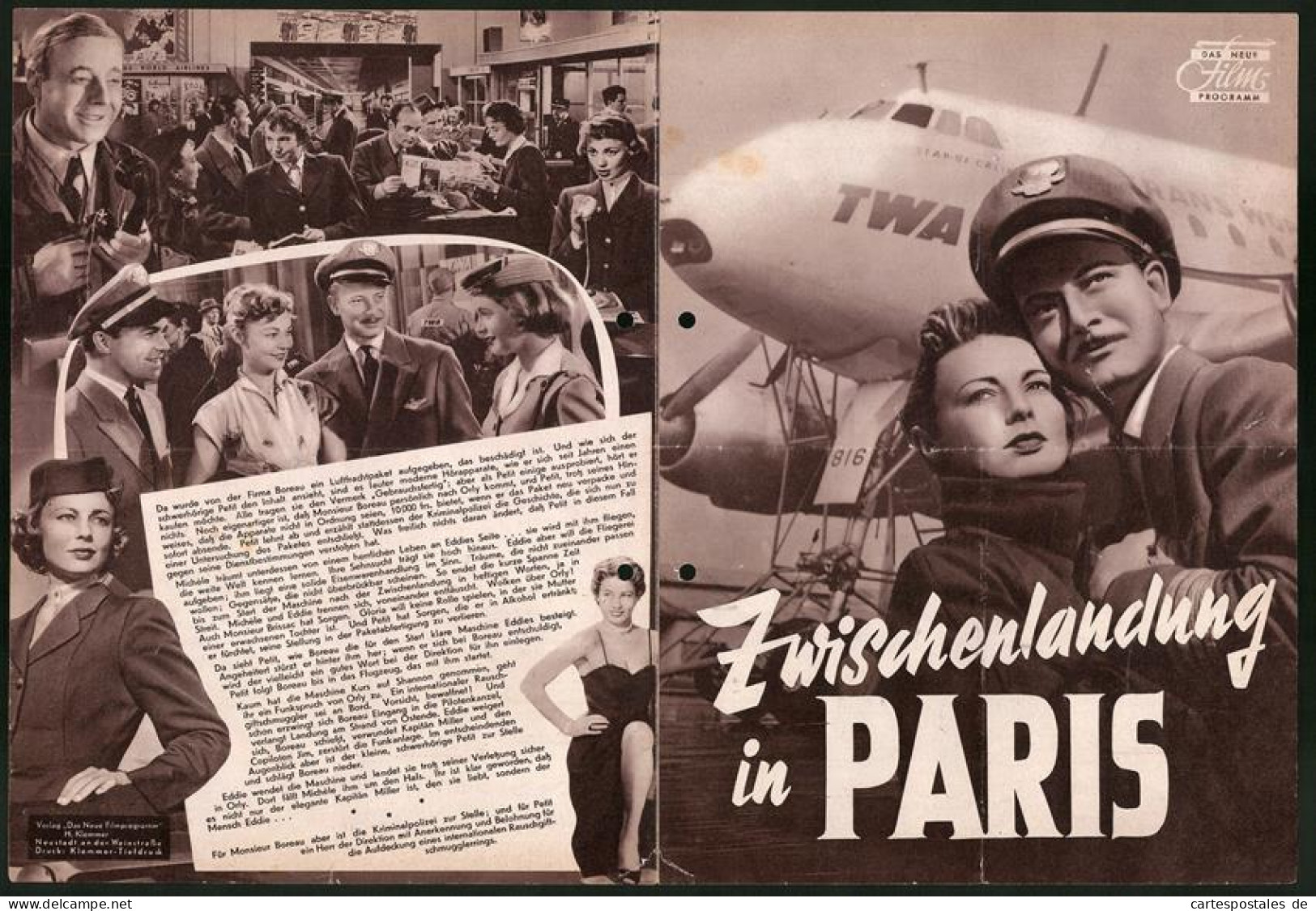 Filmprogramm DNF, Zwischenlandung In Paris, Dany Robin, Dieter Borsche, Regie: Jean Dréville  - Revistas