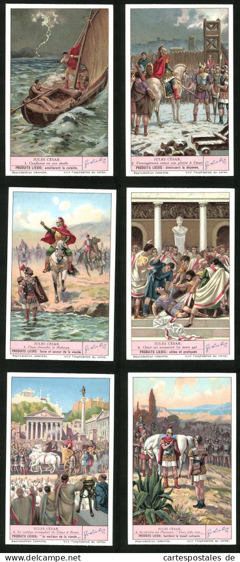 6 Sammelbilder Liebig, Serie Nr. 1378: Jules César, Le Cortége Triomphal De César á Rome  - Liebig