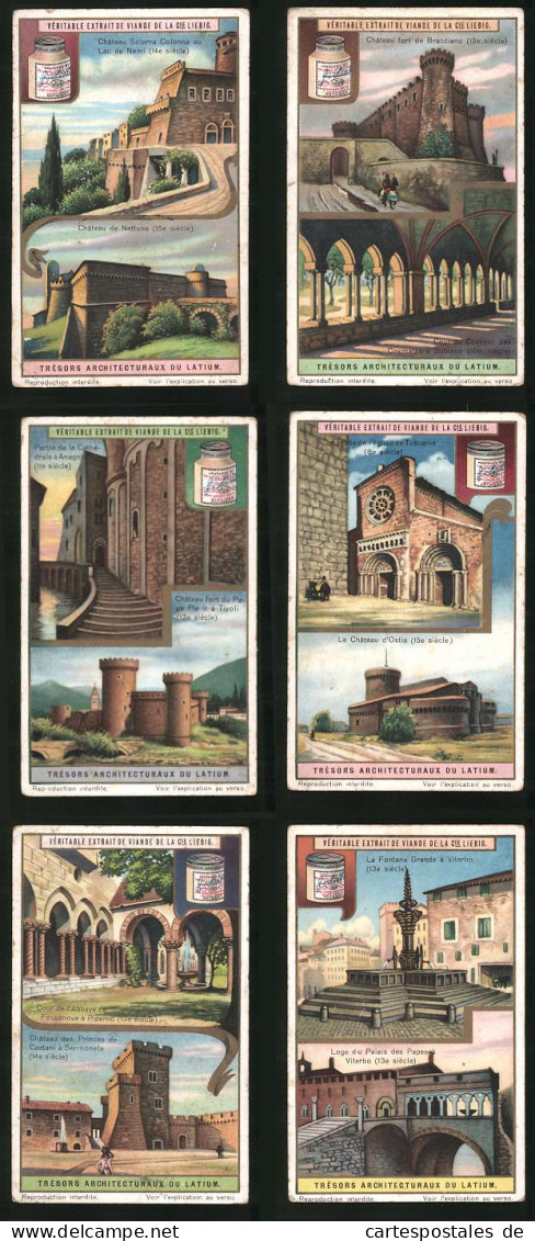6 Sammelbilder Liebig, Serie Nr. 1184: Trésors Architecturaux Du Latium, Loge Du Palais Des Papesá Viterbo  - Liebig