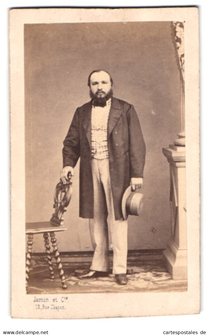 Photo Jamin, Paris, 13 Rue Chapon, Bürgerlicher Herr Avec Strohhut  - Anonyme Personen