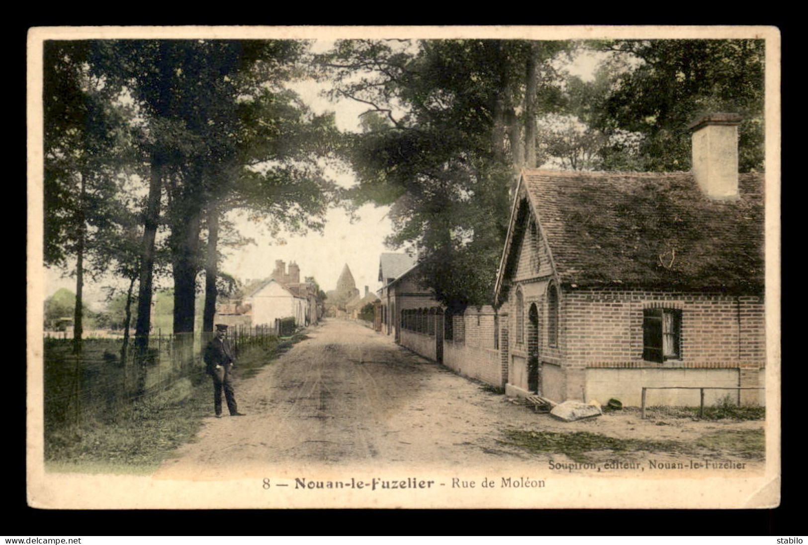 41 - NOUAN-LE-FUZELIER - RUE DE MOLEON - CARTE COLORISEE - Other & Unclassified