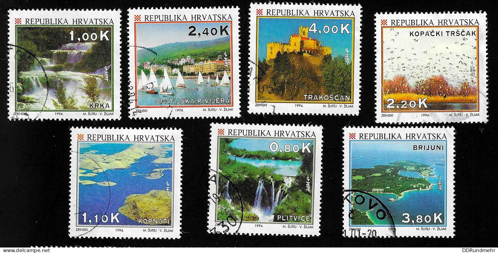 1994 Tourism  Michel HR 279 - 285  Stamp Number HR 196 - 202 Yvert Et Tellier HR 233 - 239 Used - Croazia
