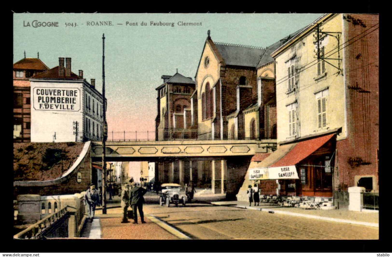 42 - ROANNE - PONT DU FAUBOURG CLERMONT - CARTE COLORISEE - Roanne