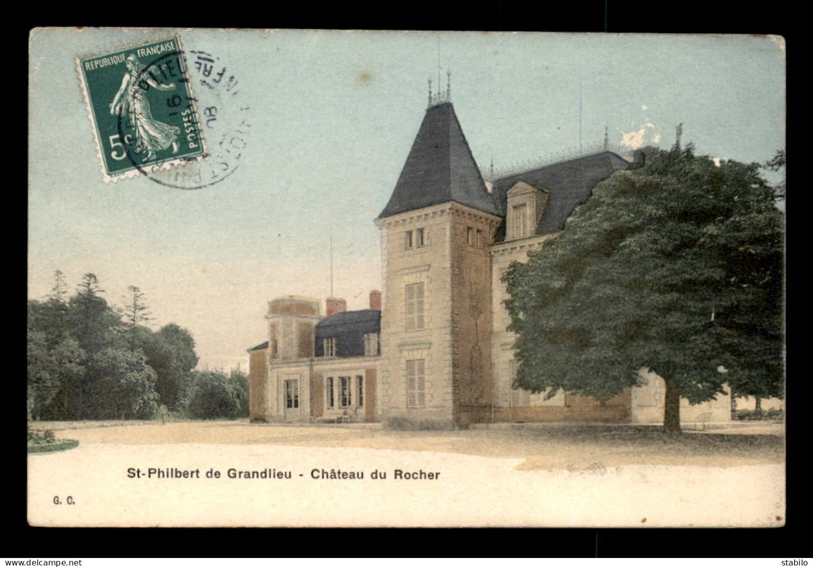 44 - ST-PHILIBERT-DE-GRAND-LIEU - CHATEAU DU ROCHER - CARTE COLORISEE - Saint-Philbert-de-Grand-Lieu