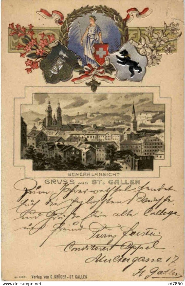 Gruss Aus St. Gallen - Litho - Saint-Gall