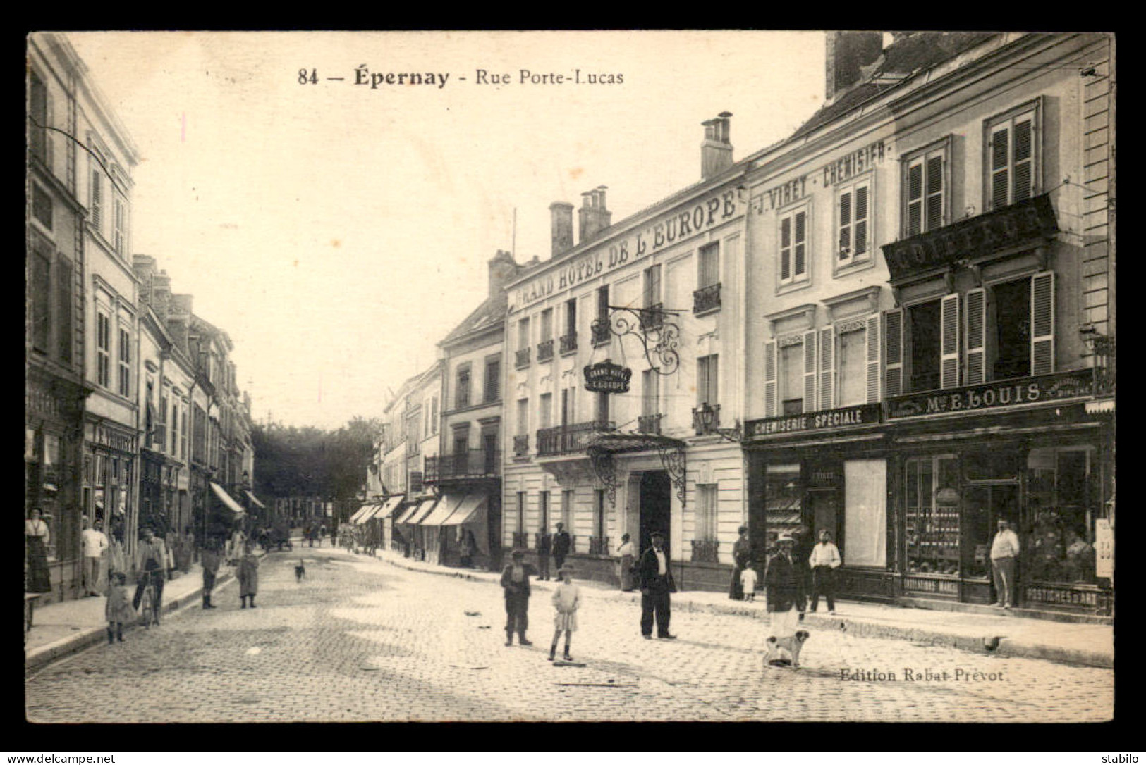 51 - EPERNAY - RUE PORTE-LUCAS - COIFFEUR E. LOUIS - CHEMISERIE J. VIRET - GRAND HOTEL DE L'EUROPE - Epernay