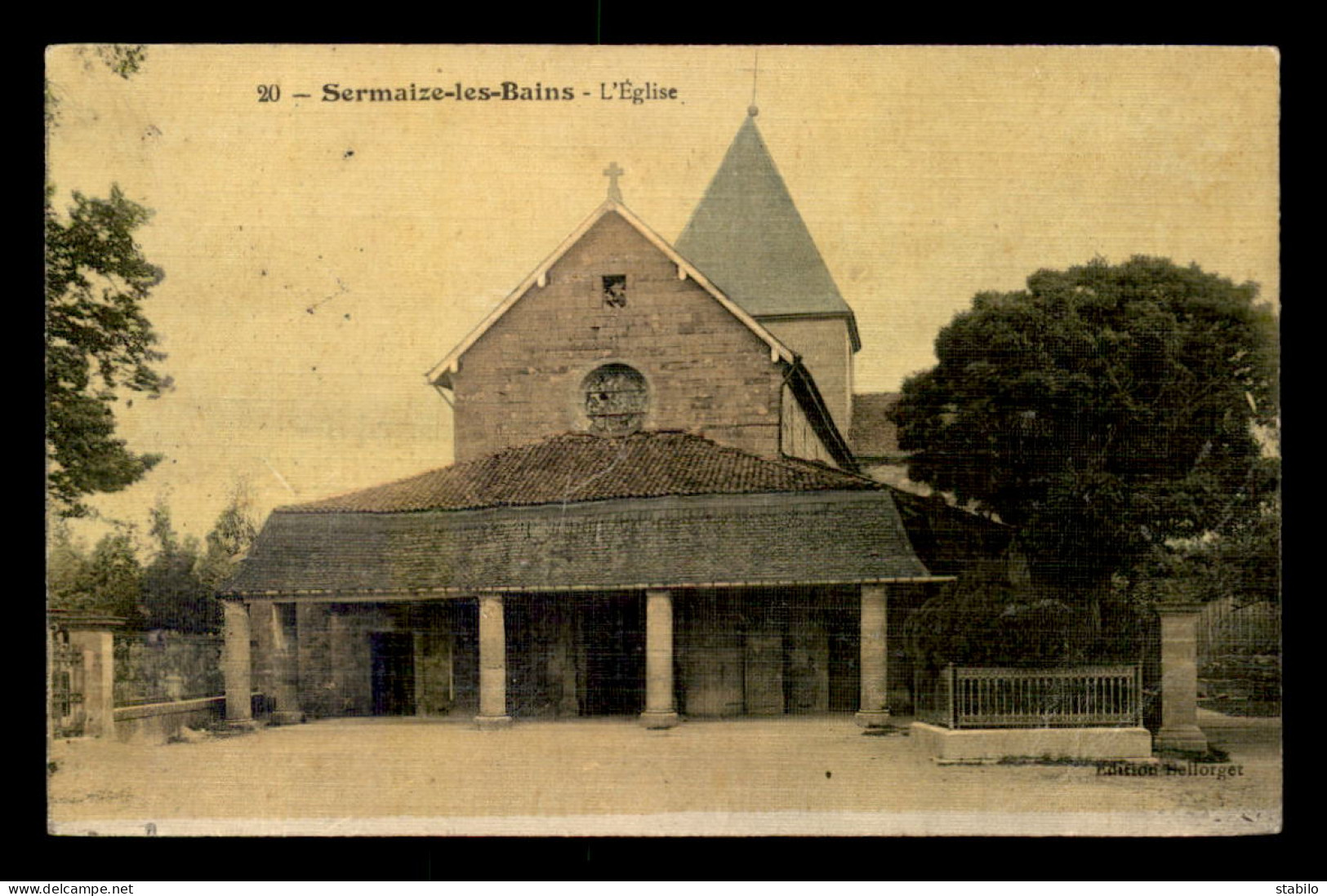 51 - SERMAIZE-LES-BAINS - L'EGLISE - CARTE TOILEE ET COLORISEE - Sermaize-les-Bains