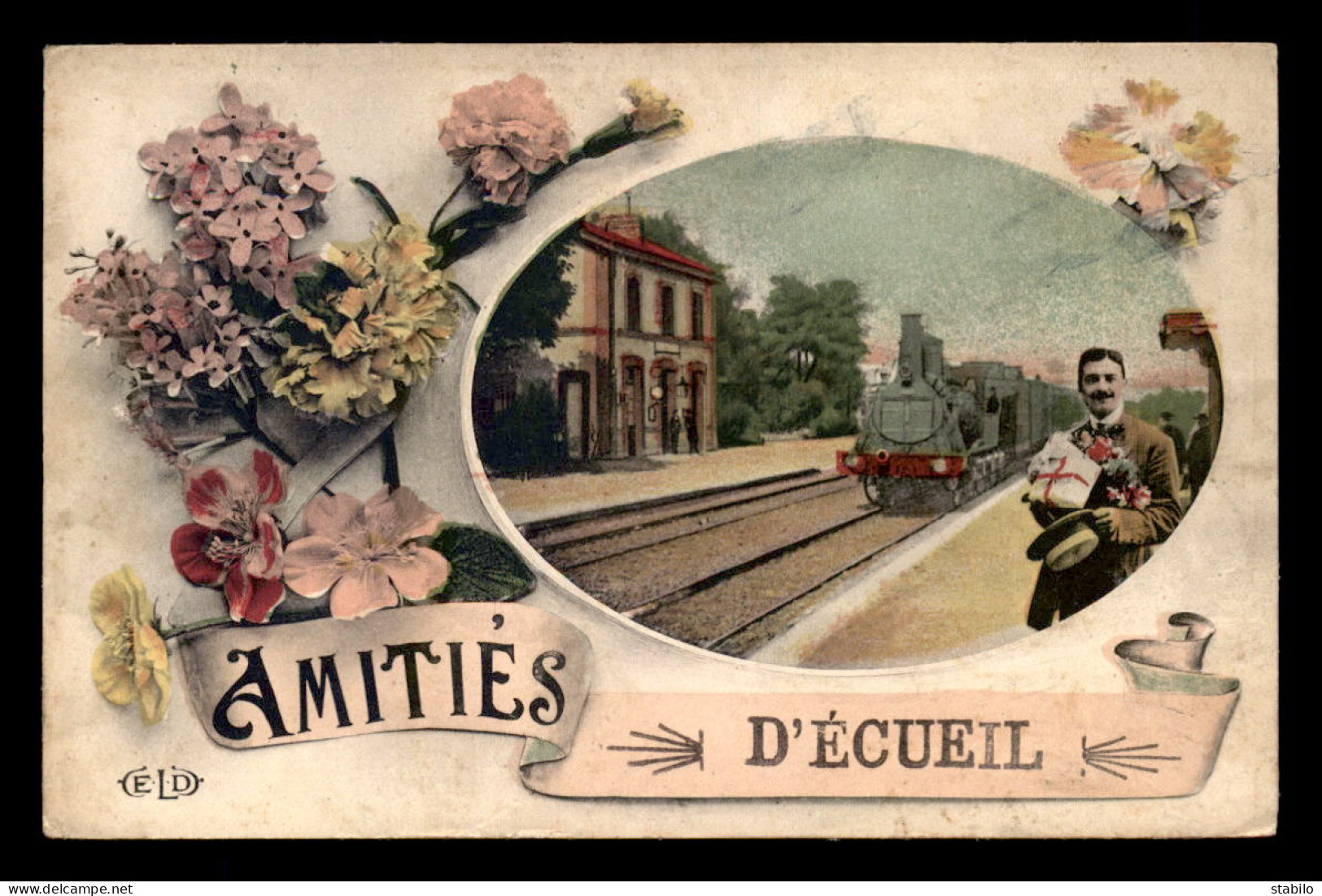 51 - ECUEIL - AMITIES - TRAIN EN GARE DE CHEMIN DE FER - Autres & Non Classés