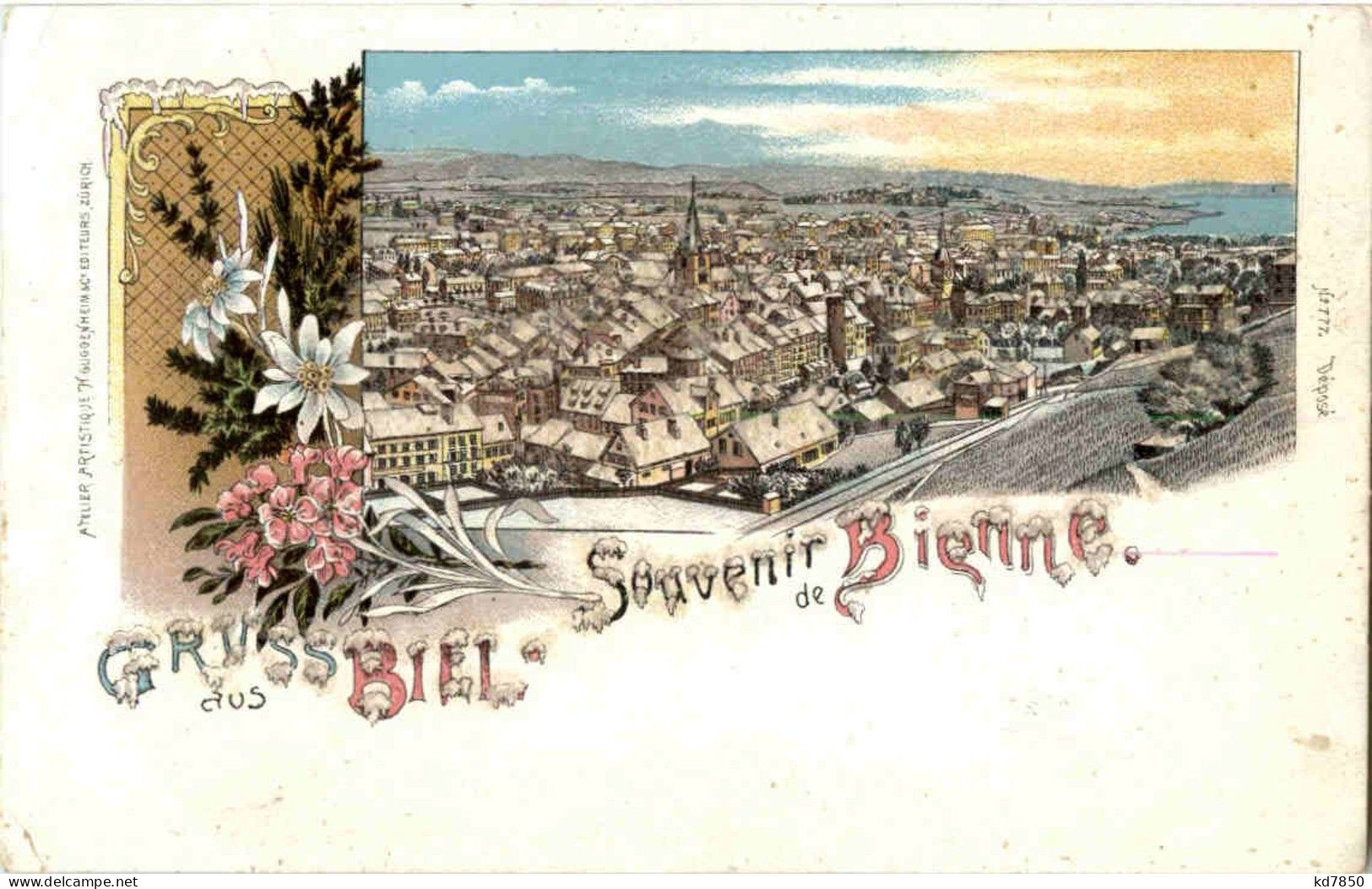 Gruss Aus Biel - Litho Mit Glitter - Bienne