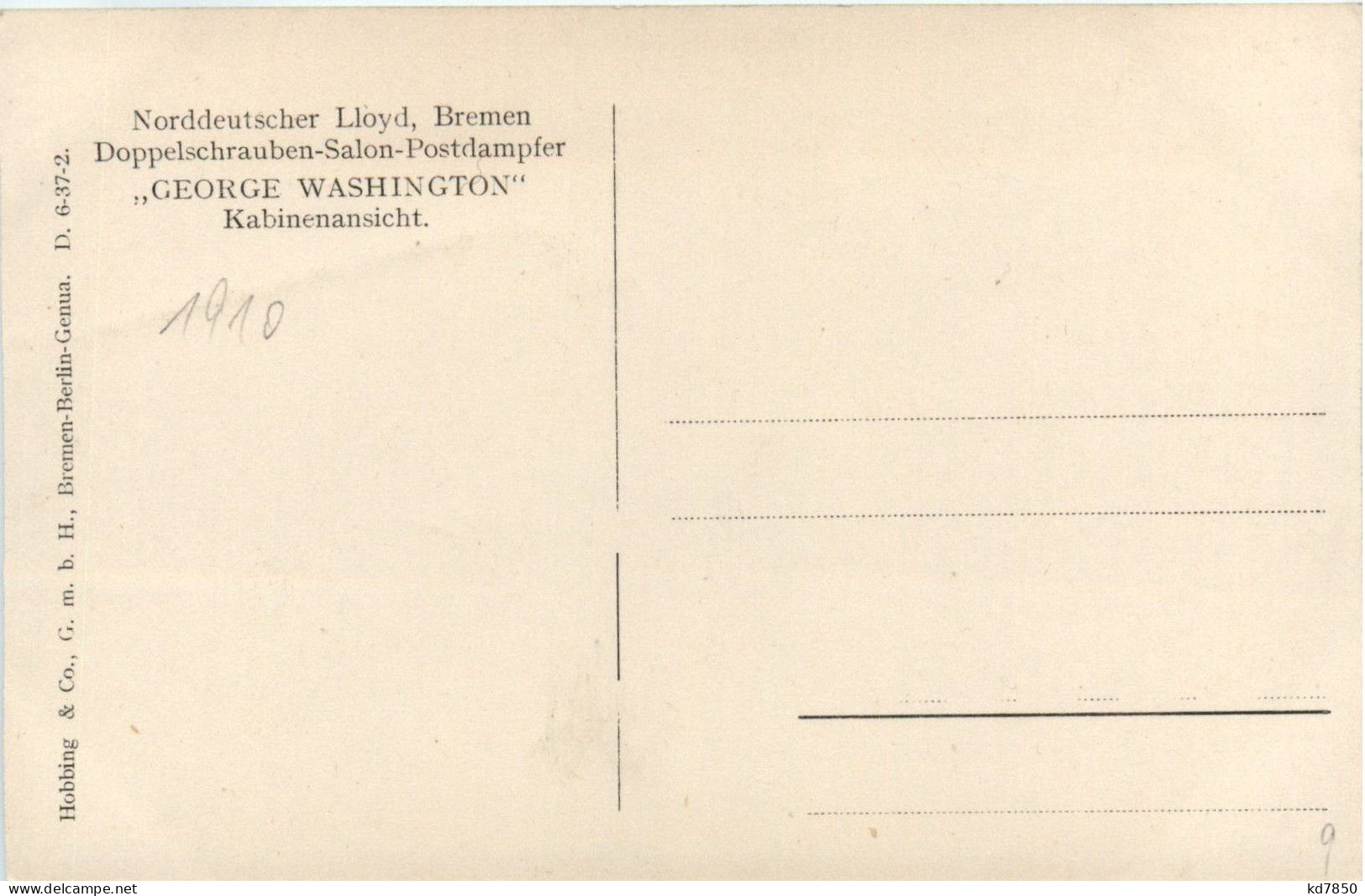 Doppelschrauben Salon Postdampfer George Washington - Steamers