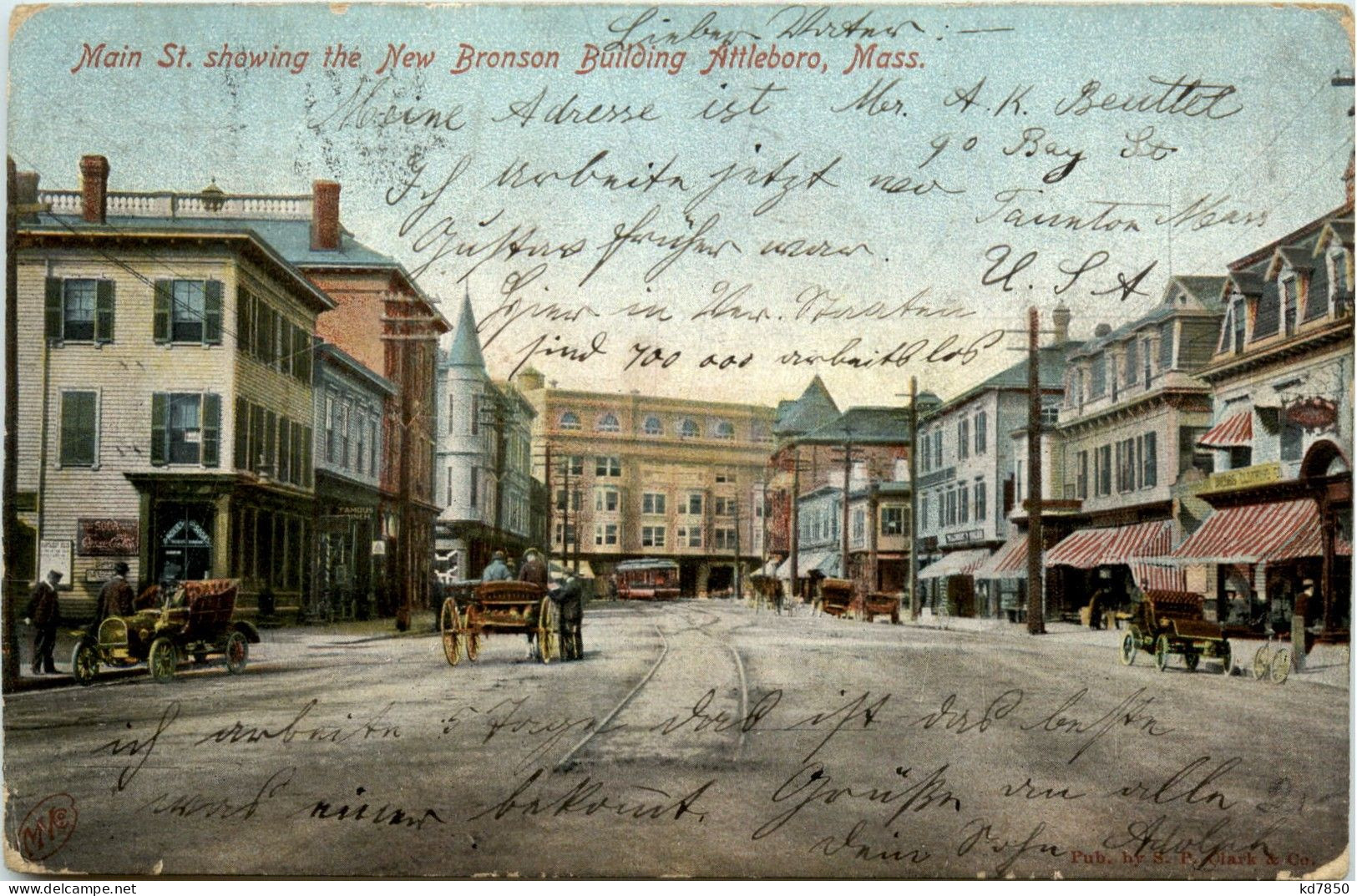 Main Street Showing The New Bronson Building Attleboro - Sonstige & Ohne Zuordnung