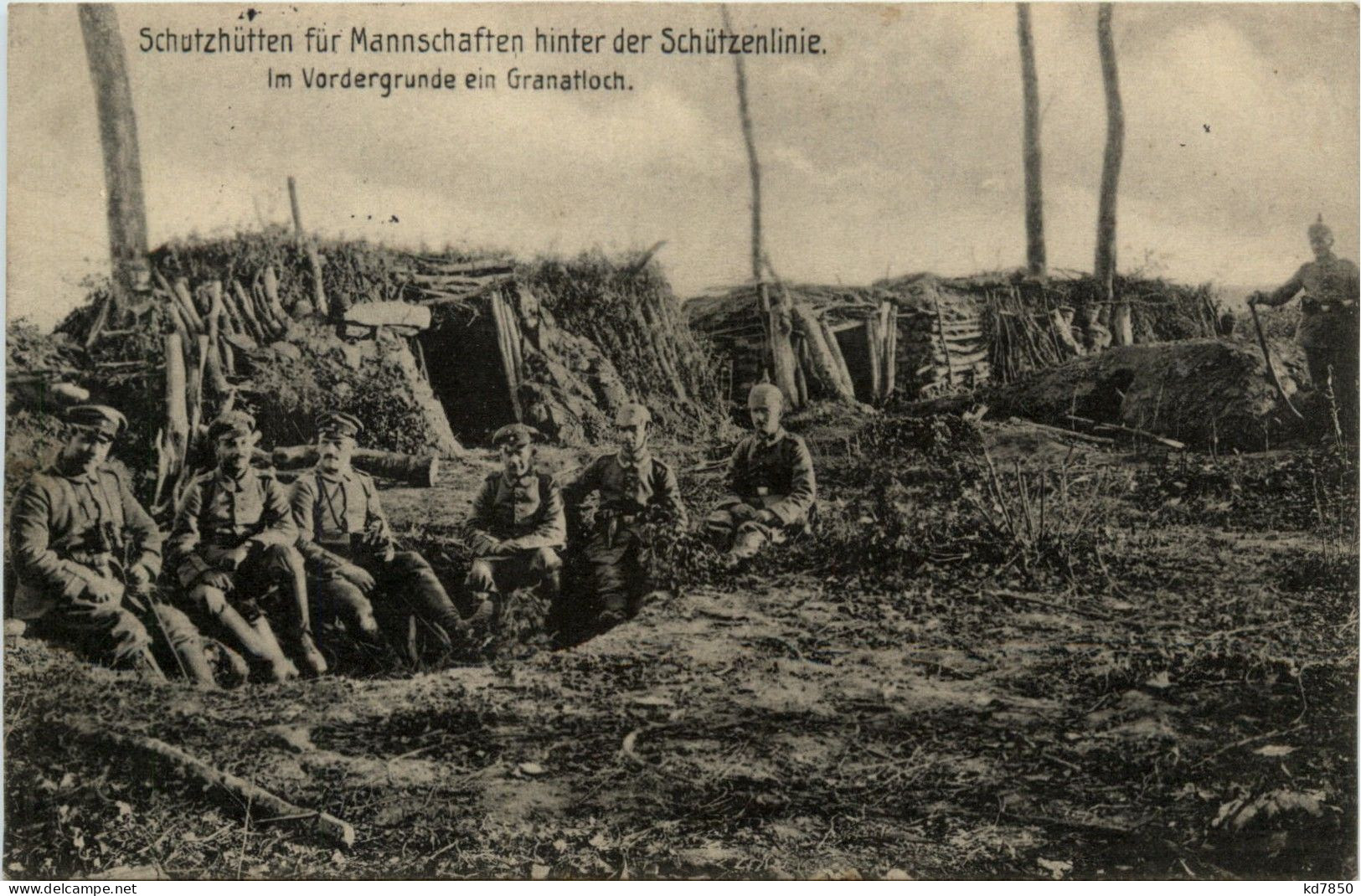 Schutzhütten Für Mannschaften Hinter Der Schützenlinie - Feldpost - War 1914-18