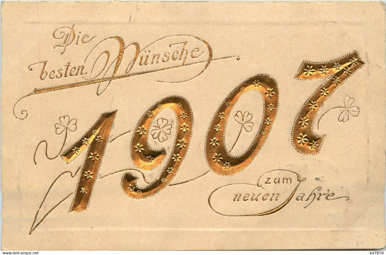 Neues Jahr 1907 Jahreszahl - Prägekarte - New Year